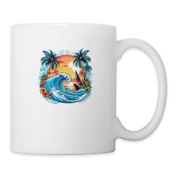 Surfen Strand Palme Sonnenschein Urlaub - Tasse - Weiß - Rechts