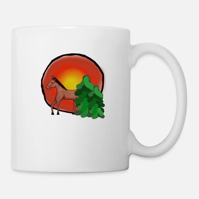 Sonne Pferd Natur Wald Pferde Pony Kinder - Tasse - Weiß
