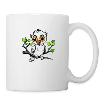 Bird Black and White Sitting on Branch - Mug - white - Right