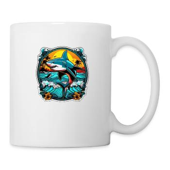 requin et coucher de soleil - Mug blanc - blanc - Droite