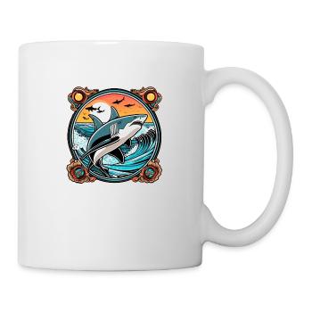 requin et coucher de soleil - Mug blanc - blanc - Droite