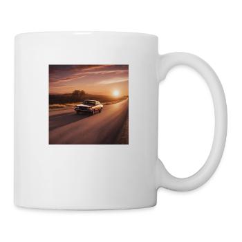Car drives into the sunset - Mug - white - Right