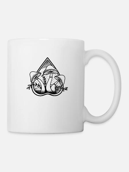 Witchcore Ouija Pointer mit drei Pilzen - Tasse - Weiß