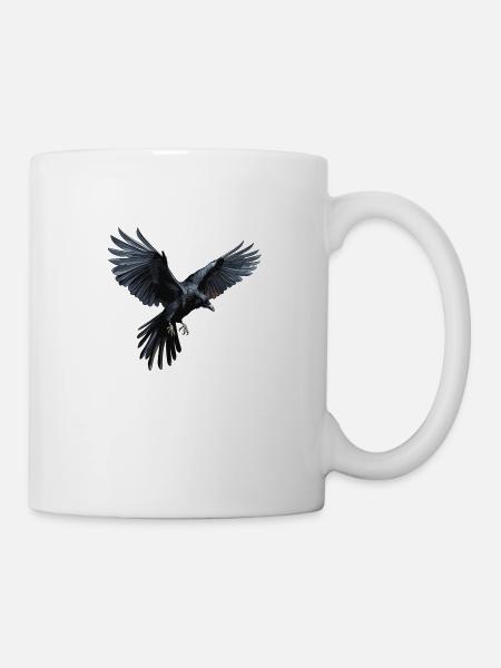 Schwarze Krähe - fliegender Rabe großes Motiv - Mugg - vit
