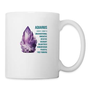 Zodiac Gemstones: Aquarius, Amethyst - Mug - white - Right