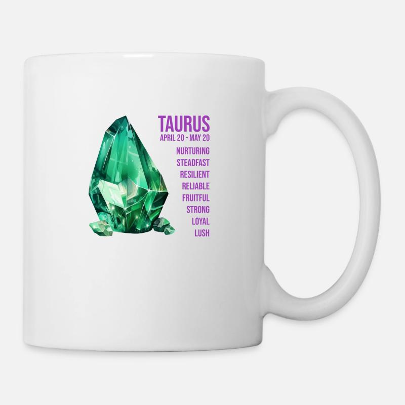 Pierres précieuses du zodiaque : Taureau, Émeraude - Mug blanc - blanc