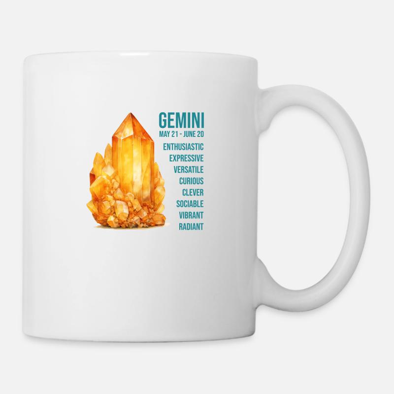 Pierres précieuses du zodiaque : Gémeaux, Citrine - Mug blanc - blanc