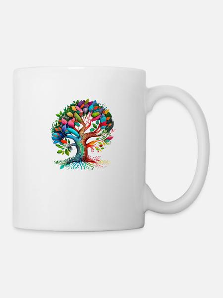 Lebensbaum Yoga Baum des Lebens Meditation - Tasse - Weiß