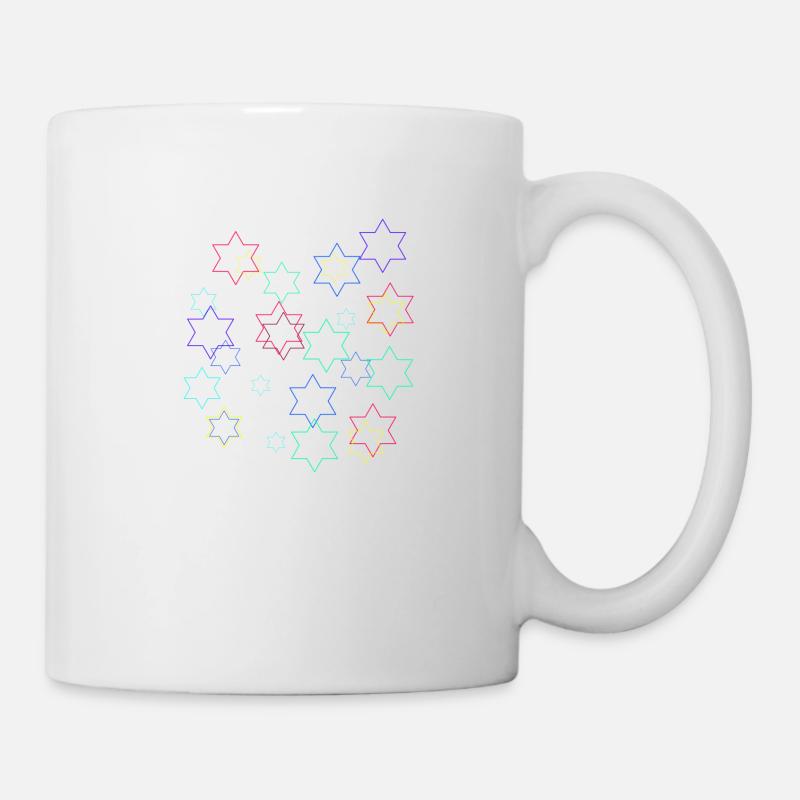 Sterne,stern, bunte Sterne - Tasse - Weiß