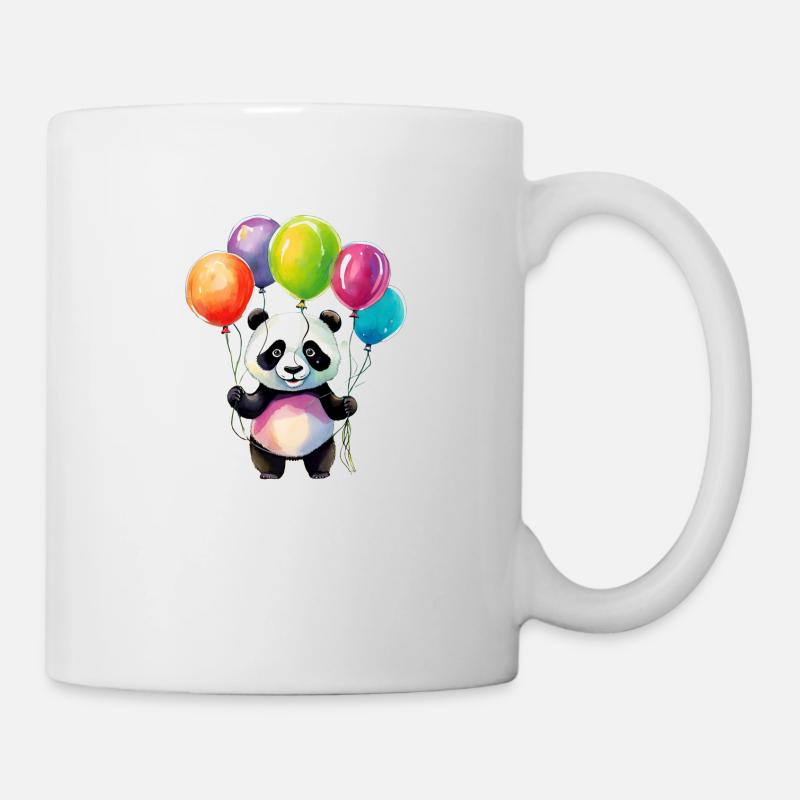 Panda mit Luftballons - Tasse - Weiß
