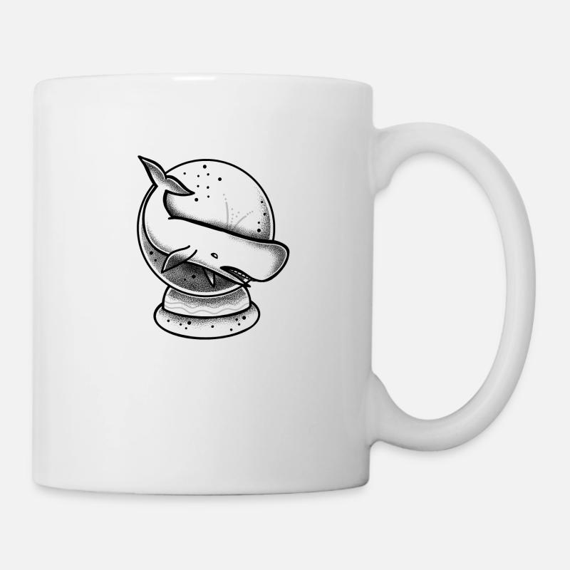 Tattoo Blauwal auf einer Schneekugel - Tasse - Weiß
