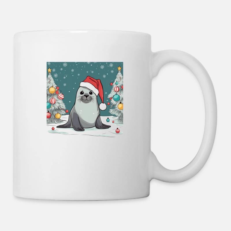 Robbe Weihnachten - Tasse - Weiß