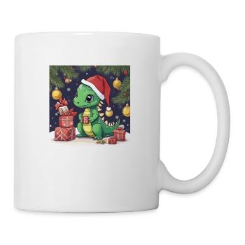 Dragon de Noël vert - Mug blanc - blanc - Droite