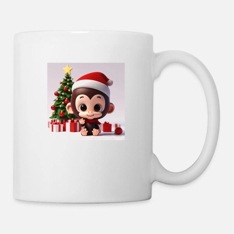 Singe tout mignon à Noël - Mug blanc - blanc
