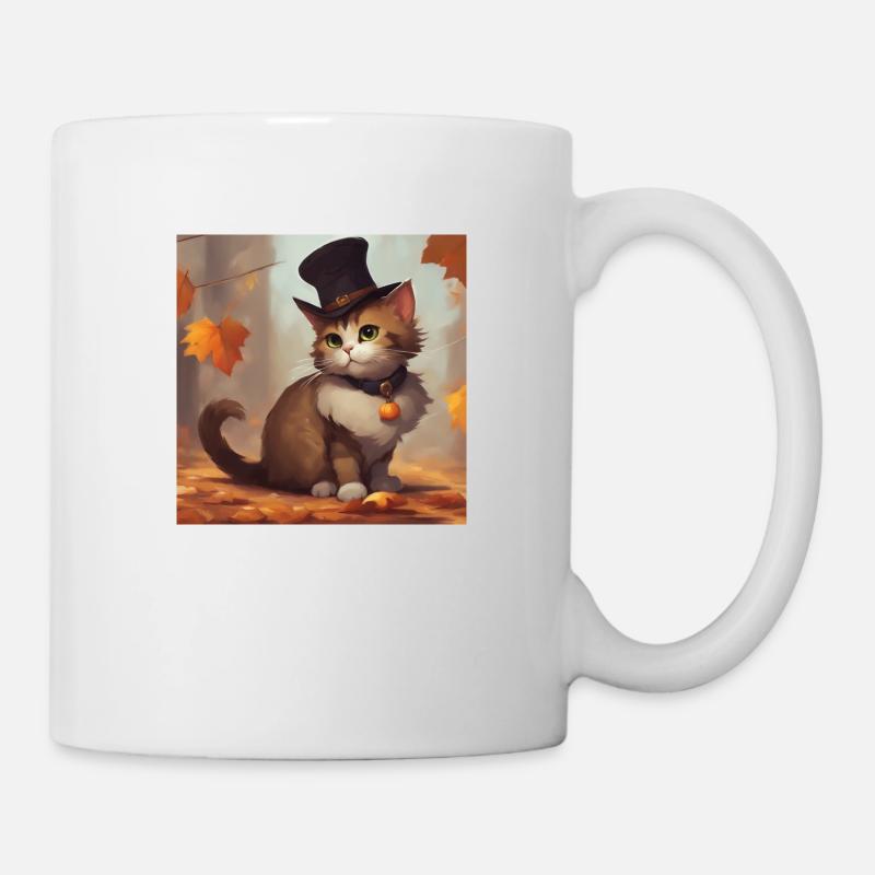 Chapeau de Thanksgiving chat - Mug blanc - blanc
