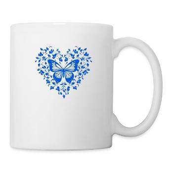 Heart with butterfly, floral, spring, nature - Mug - white - Right