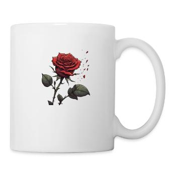 Das Zeichen der ewigen Liebe - die rote Rose - Tasse - Weiß - Rechts