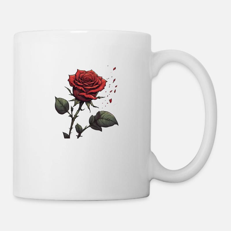 Das Zeichen der ewigen Liebe - die rote Rose - Tasse - Weiß