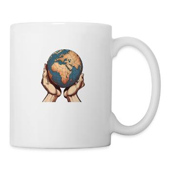 Naturschutz und Umweltschutz: Die Erde in der Hand - Tasse - Weiß - Rechts