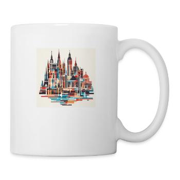 Bunte Stadtsilhouette - Tasse - Weiß - Rechts