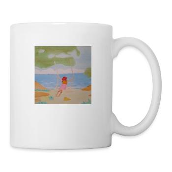 Fille sur la balançoire au bord de la mer - Mug blanc - blanc - Droite
