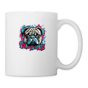 Dog Pug Graffiti Look - Mug - white - Right