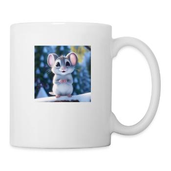 Souris mignonne en hiver - Mug blanc - blanc - Droite
