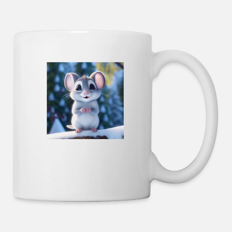Cute mouse in winter time - Mug - white