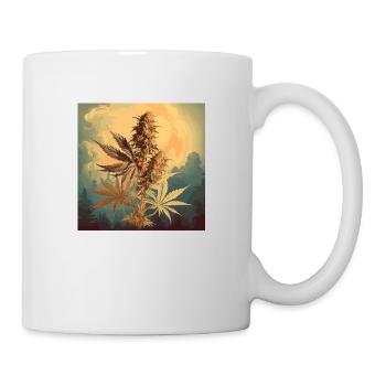 Sunset with cannabis flower - Mug - white - Right