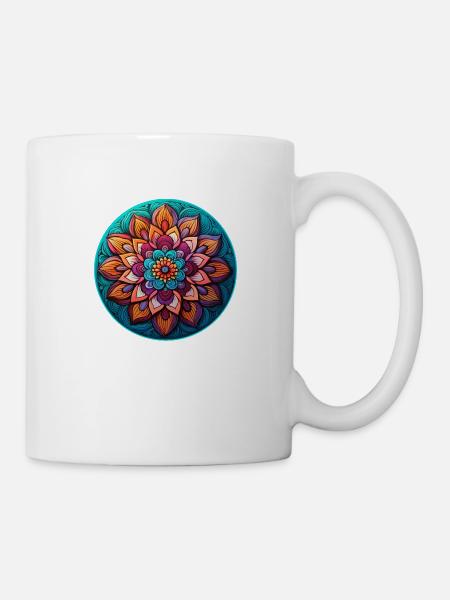 Mandala Blüte Entspannung - Tasse - Weiß