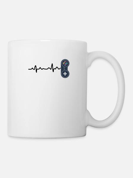 Heartbeat Console Gamer Geschenkidee - Tasse - Weiß