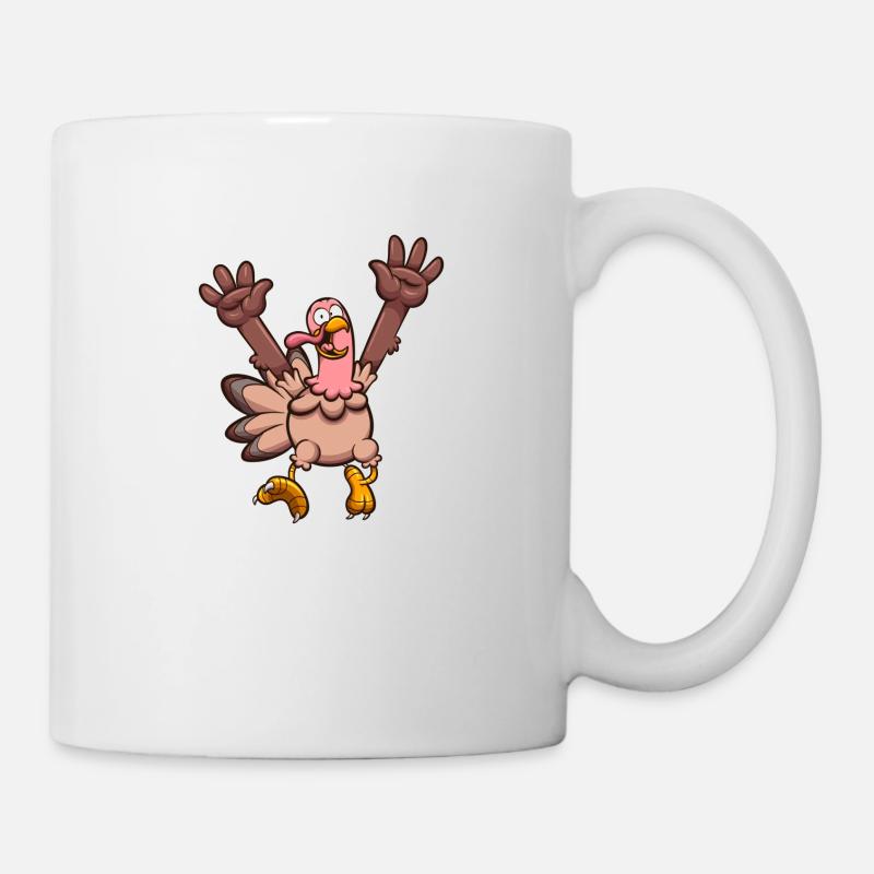 Happy Cartoon Turkey - Mug - white