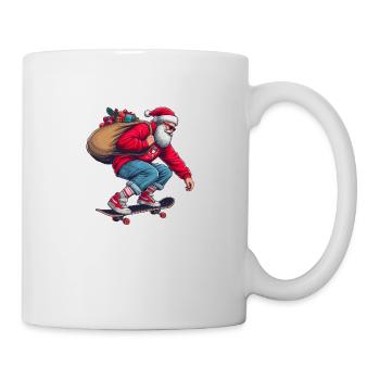 Der Weihnachtsmann auf dem Skateboard! 90er Jahre, festlicher Stil - Tasse - Weiß - Rechts