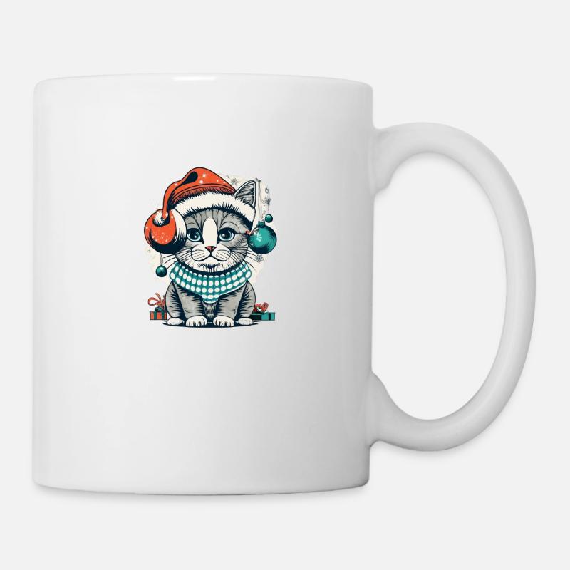 Chat de Noël - Mug blanc - blanc