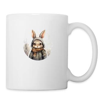 lapin mignon dans la neige avec veste et écharpe - Mug blanc - blanc - Droite