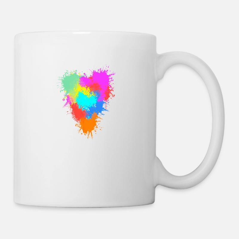 Buntes Herz - Tasse - Weiß