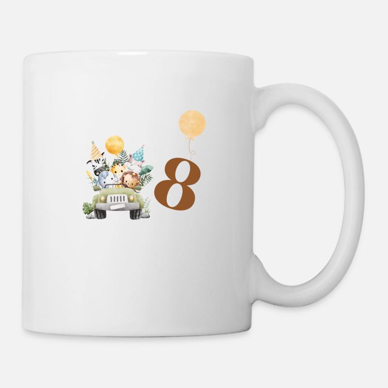 Safari zum 8. Geburtstag - Tasse - Weiß