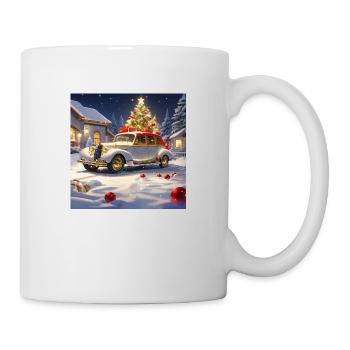 OLDTIMER IM SCHNEE ZU WEIHNACHTEN - Tasse - Weiß - Rechts