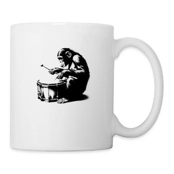 Drummer in Monkey Orchestra StreetArt Banksy Style - Mug - white - Right