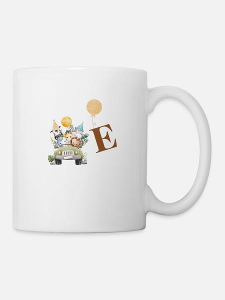 Buchstabe E Safari - Tasse - Weiß