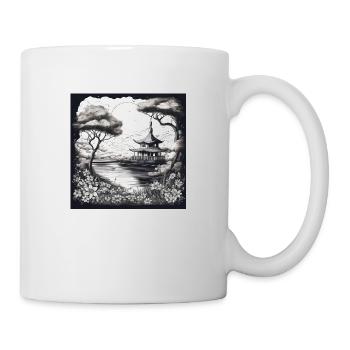 Japanese Black and White Drawing (Japanese Print) - Mug - white - Right