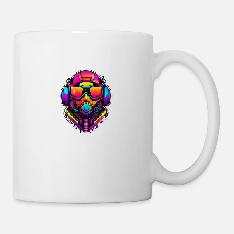 Multicolored cyber punk logo - Mug - white