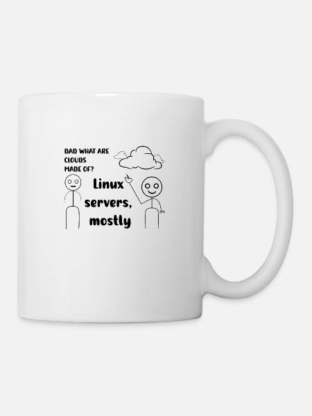 Papa, de quoi les nuages sont-ils fous ? Serveurs Linux principalement - Mug blanc - blanc