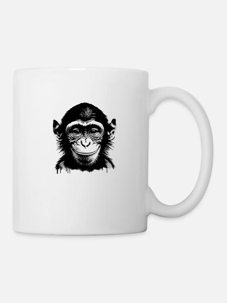 Visage de singe souriant - Mug blanc - blanc