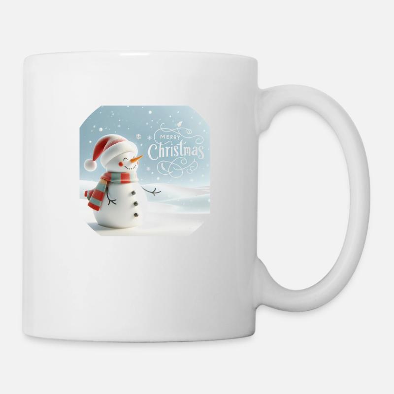 snowman with the inscription Merry Christmas - Mug - white