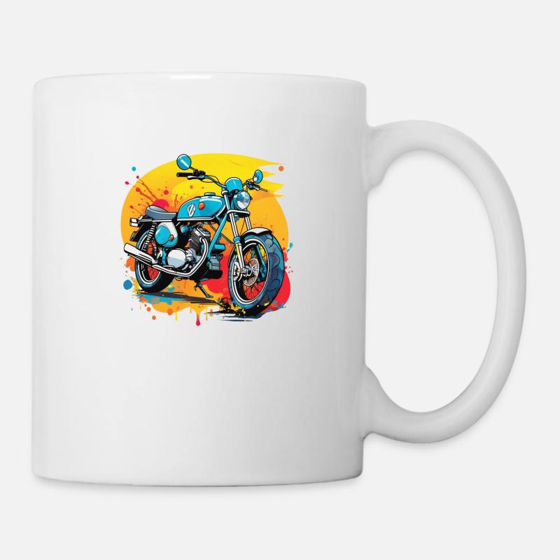 Vintage Motorrad Retro Stil - Graffiti - Tasse - Weiß