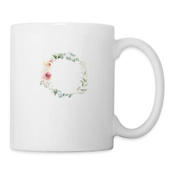 Eukalyptus, Pastell, Blumen, Boho-Kranz - Tasse - Weiß - Rechts