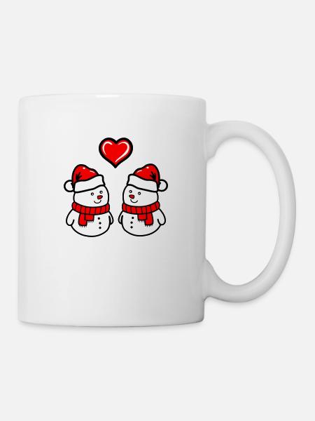 Schneemann love - Tasse - Weiß
