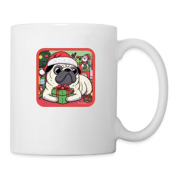 Weihnachts-Nikolaus-Mopshund - Tasse - Weiß - Rechts