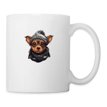 Chien avec chapeau et écharpe - Mug blanc - blanc - Droite